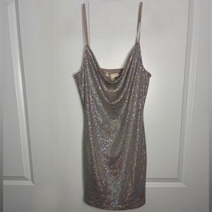 Glittering Silver Mini Dress